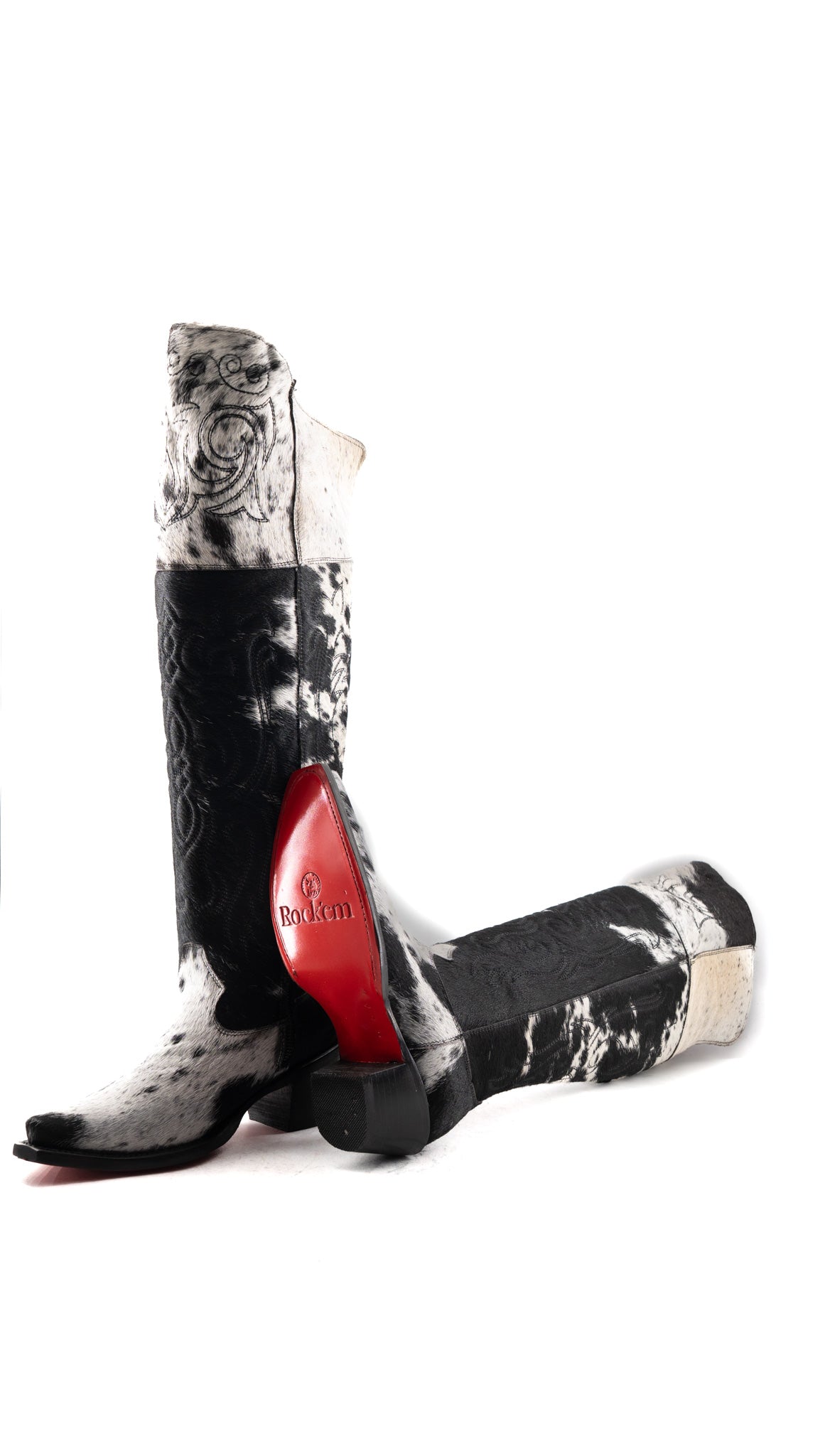 Amour Cowhide Knee High Snip Toe Cowgirl Boot Size 8 Box YW14