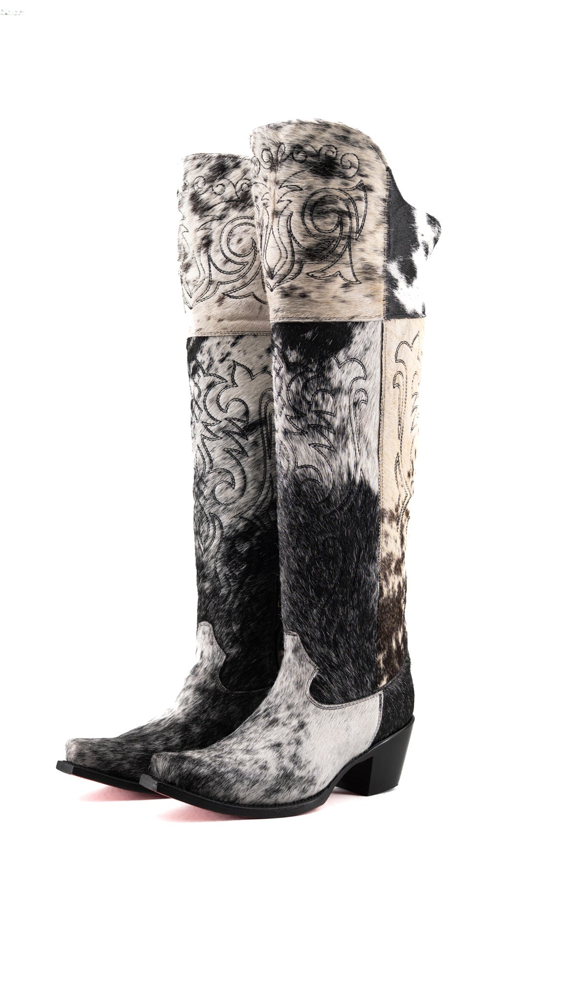 Amour Cowhide Knee High Snip Toe Cowgirl Boot Size 8.5 Box YW15
