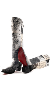 Amour Cowhide Knee High Snip Toe Cowgirl Boot Size 8.5 Box YW15