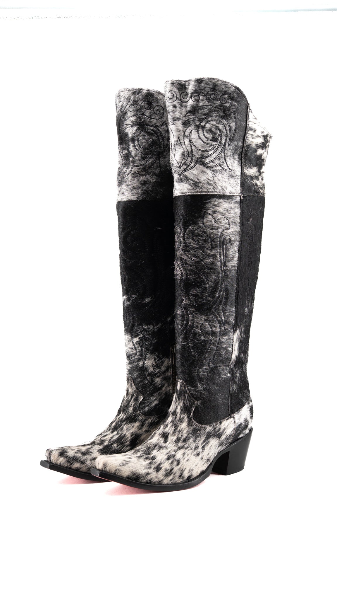 Amour Cowhide Knee High Snip Toe Cowgirl Boot Size 8.5 Box YW16