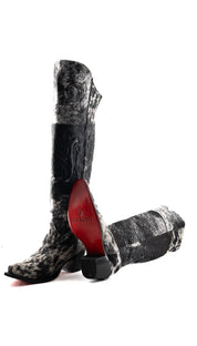 Amour Cowhide Knee High Snip Toe Cowgirl Boot Size 8.5 Box YW16