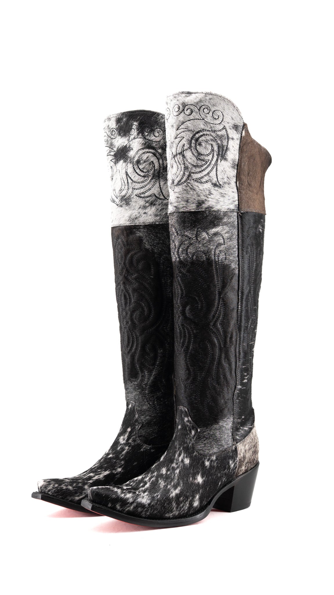 Amour Cowhide Knee High Snip Toe Cowgirl Boot Size 9 Box YW17