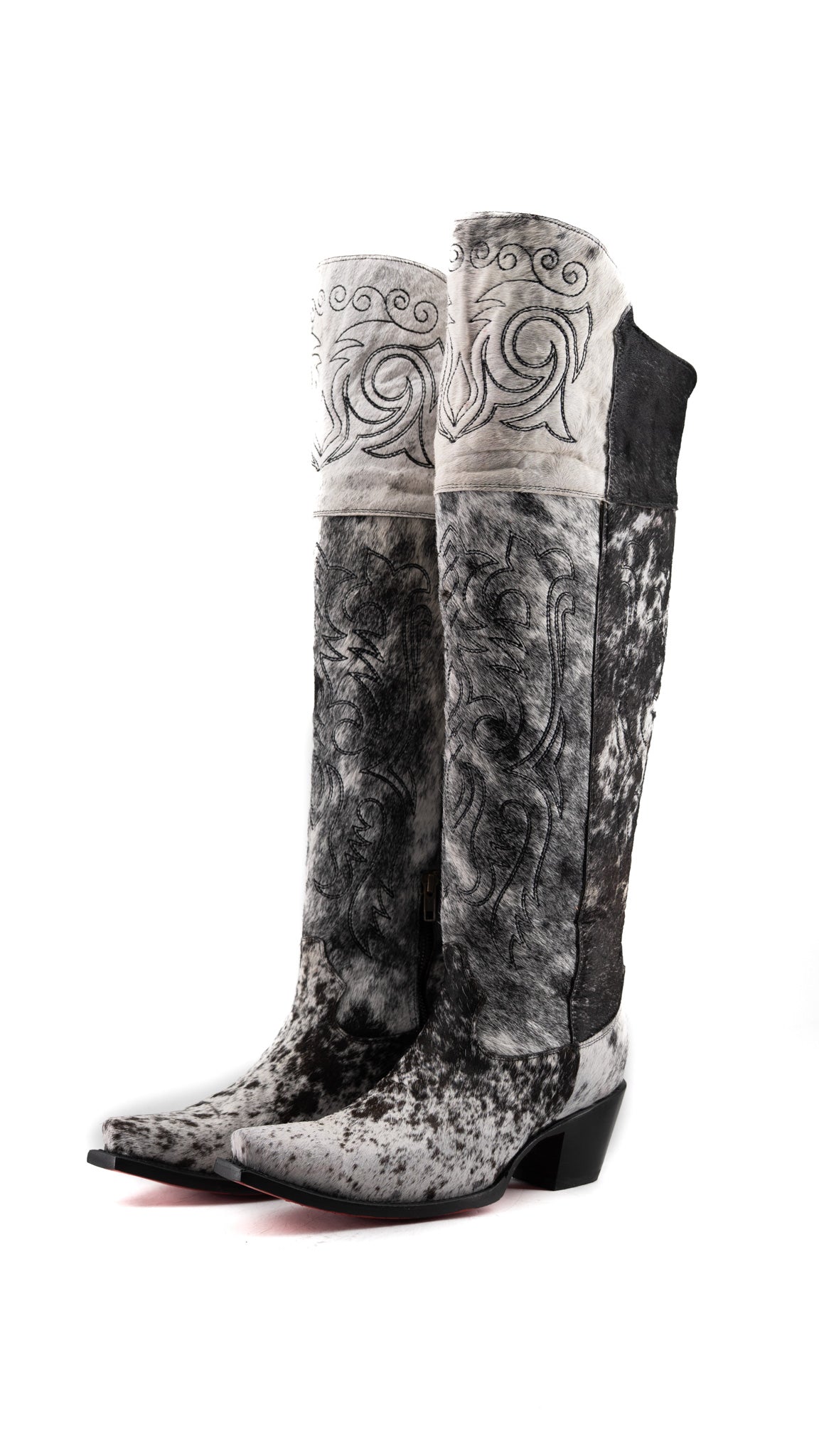 Amour Cowhide Knee High Snip Toe Cowgirl Boot Size 9 Box YW18