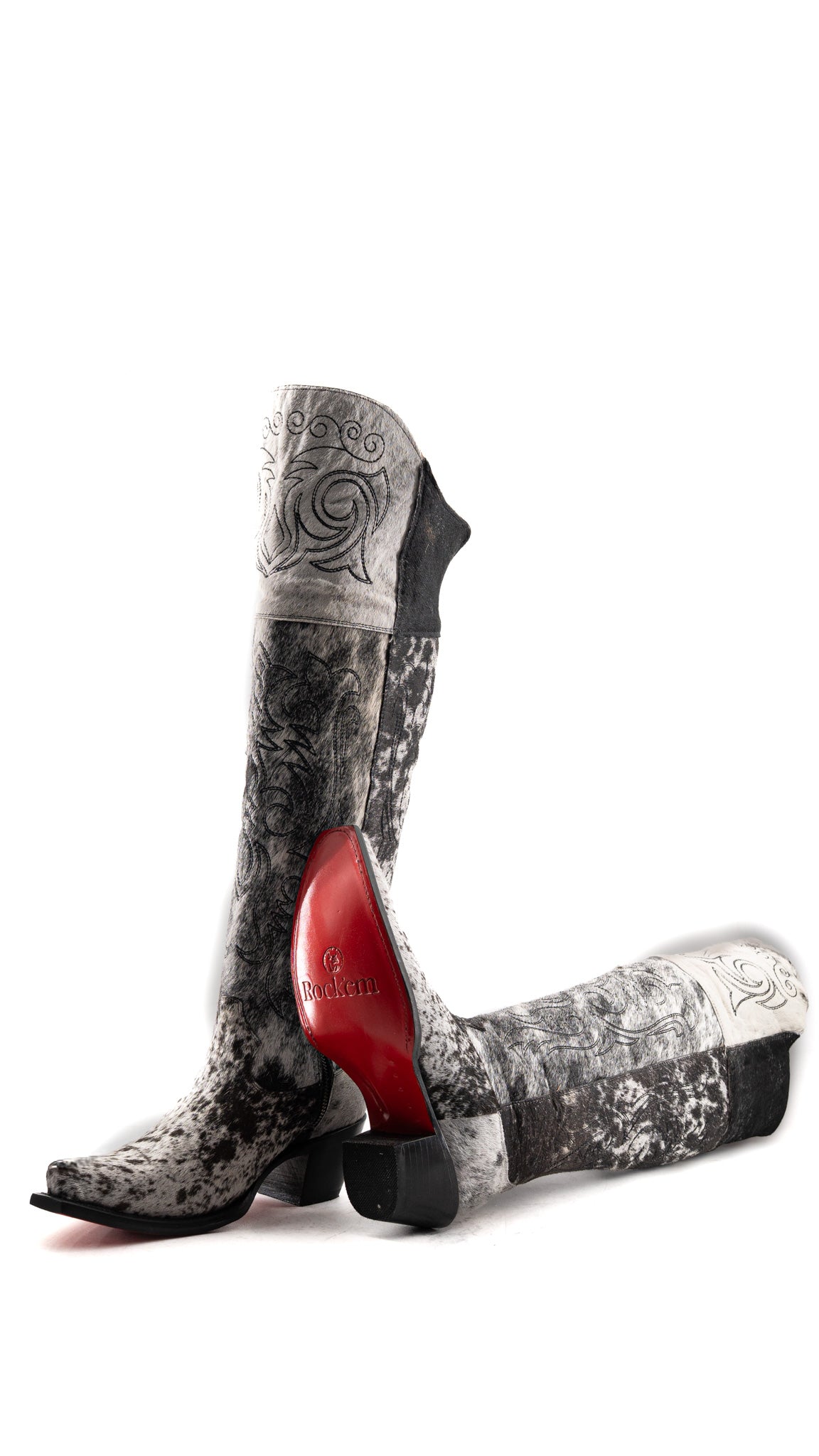 Amour Cowhide Knee High Snip Toe Cowgirl Boot Size 9 Box YW18