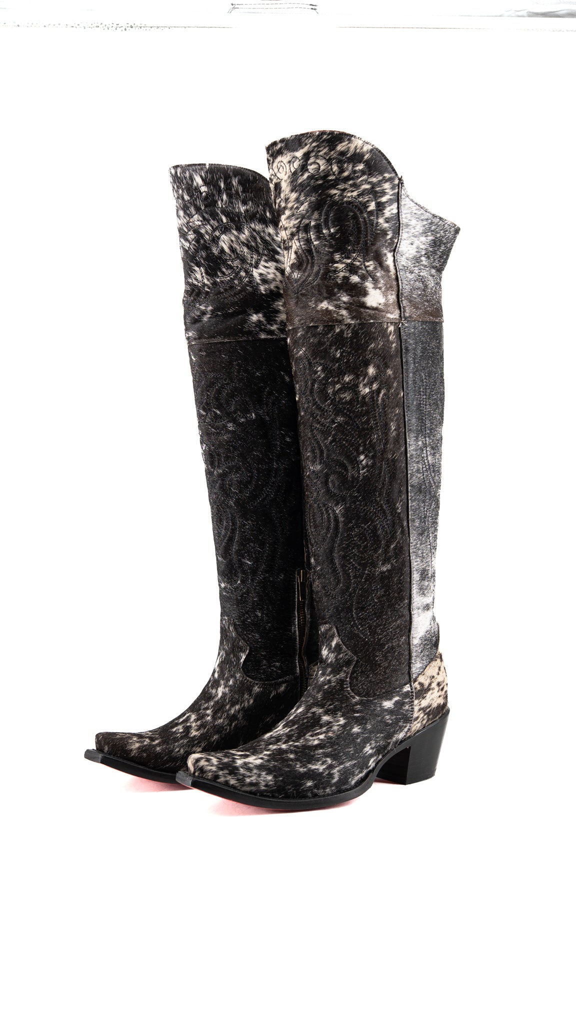 Amour Cowhide Knee High Snip Toe Cowgirl Boot Size 9.5 Box YW19