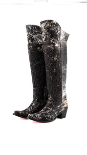 Amour Cowhide Knee High Snip Toe Cowgirl Boot Size 9.5 Box YW19