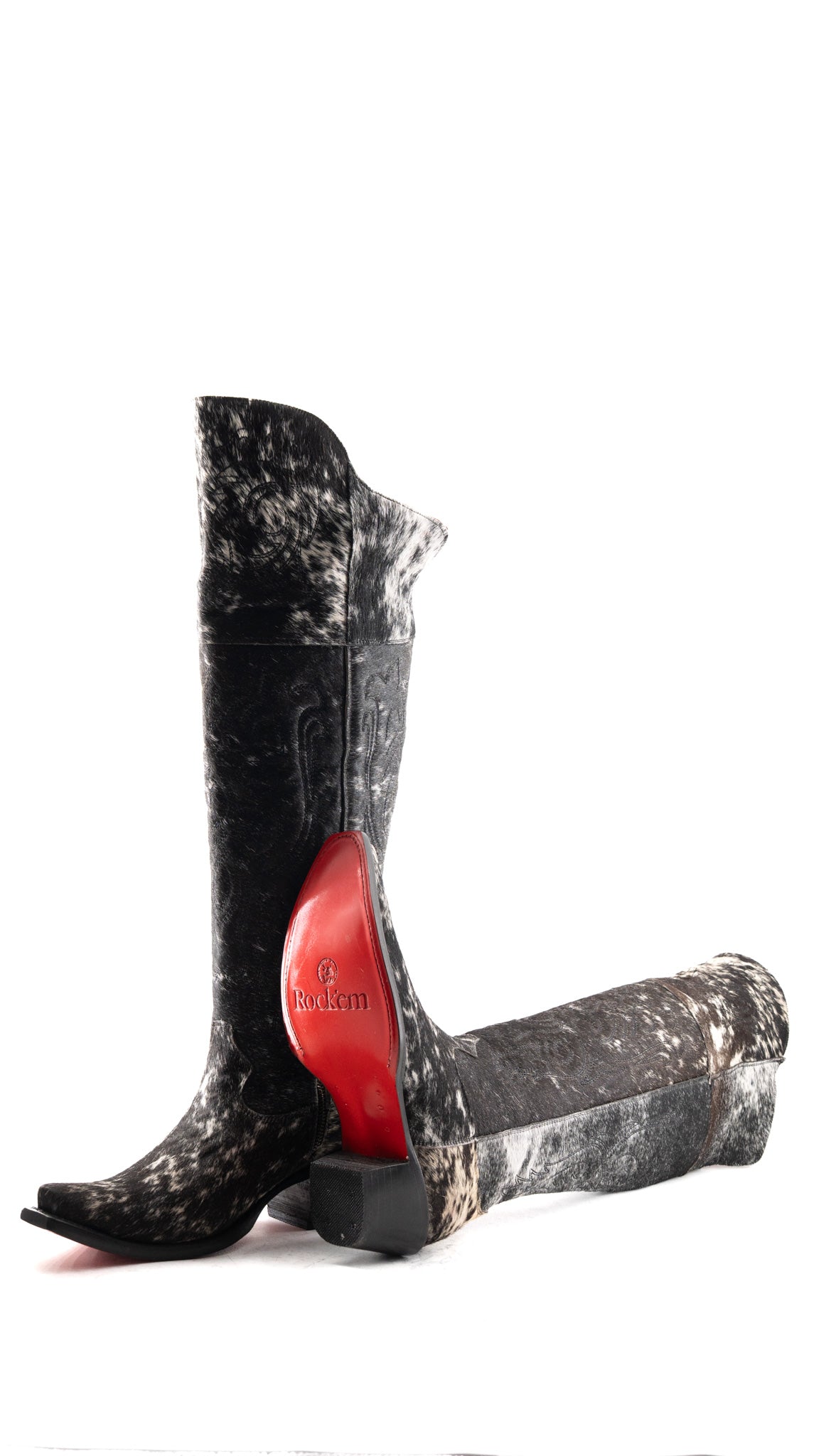 Amour Cowhide Knee High Snip Toe Cowgirl Boot Size 9.5 Box YW19