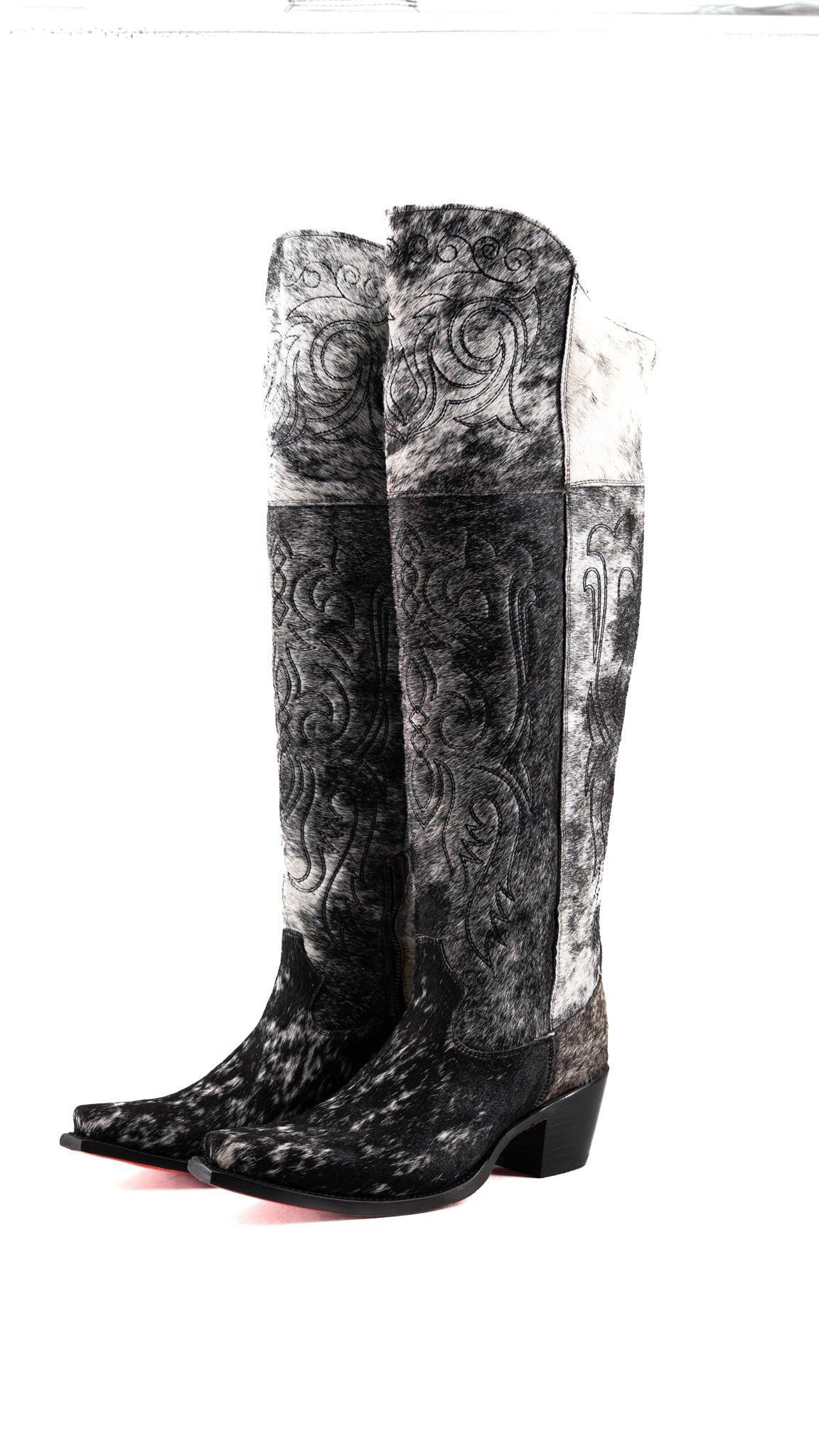 Amour Cowhide Knee High Snip Toe Cowgirl Boot Size 9.5 Box YW20