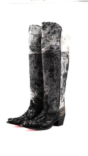 Amour Cowhide Knee High Snip Toe Cowgirl Boot Size 9.5 Box YW20
