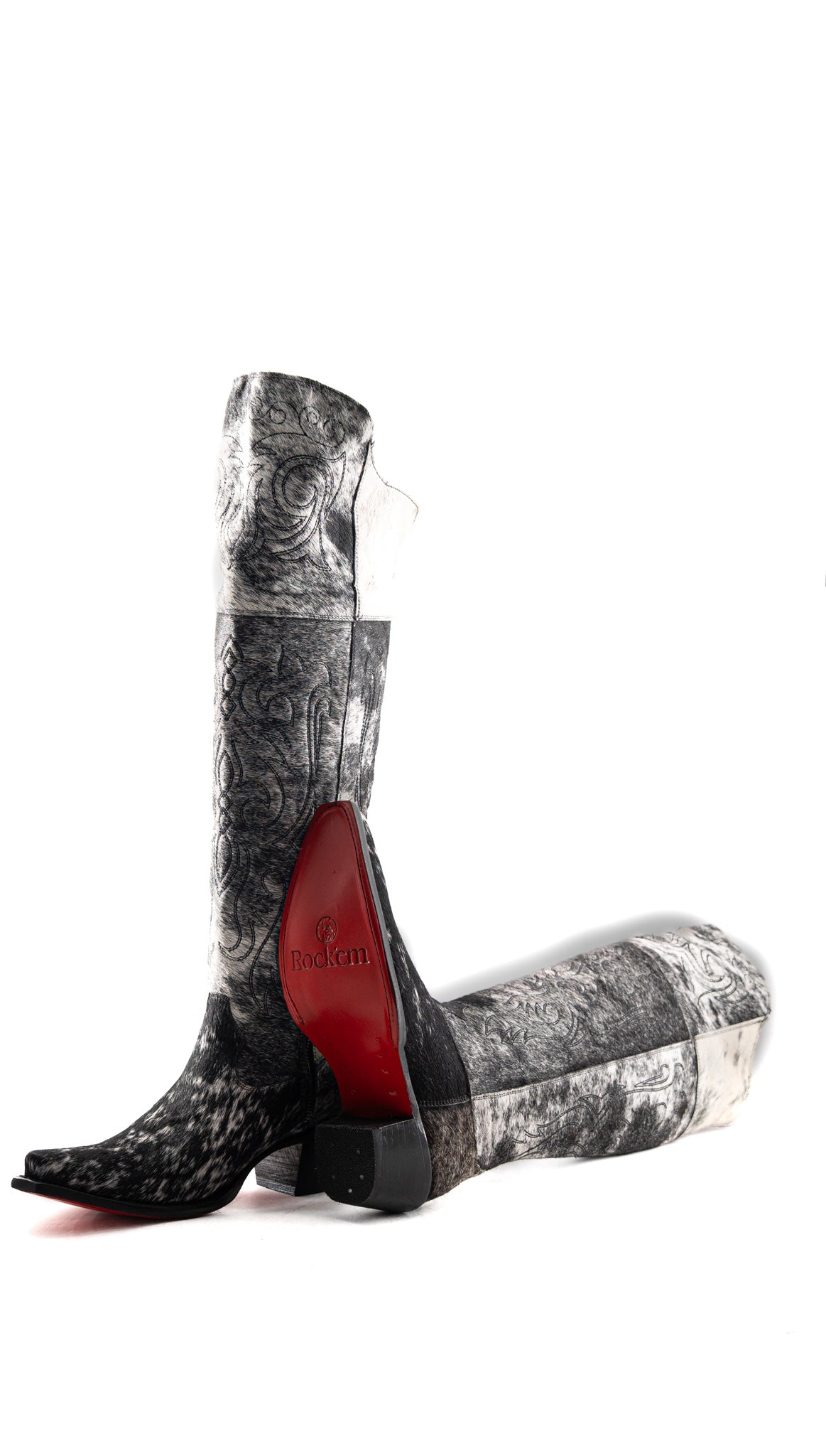 Amour Cowhide Knee High Snip Toe Cowgirl Boot Size 9.5 Box YW20