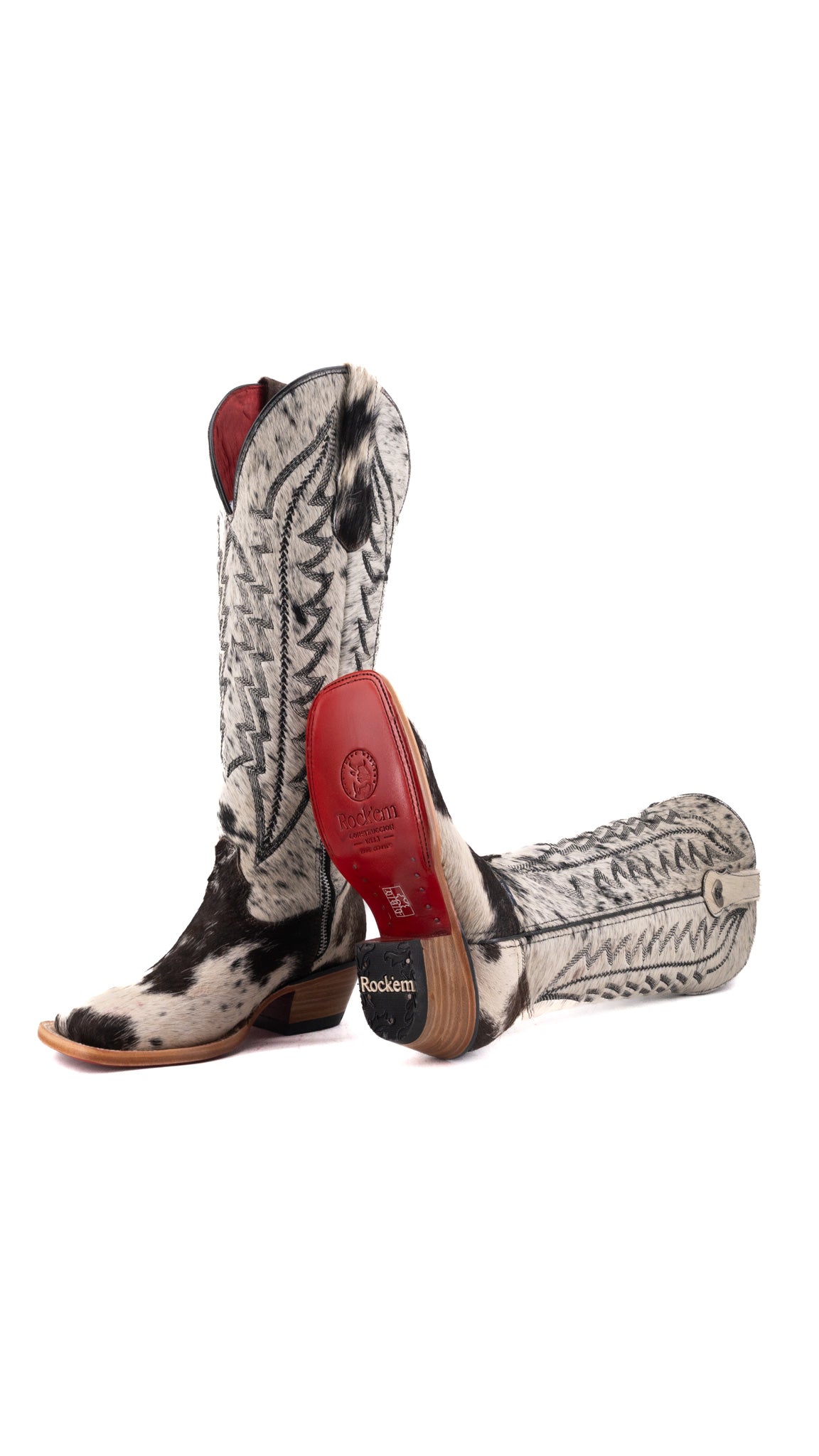 Charlotte Tall Red Bottom Cowhide Square Toe Cowgirl Boot Size 5 Box WW53