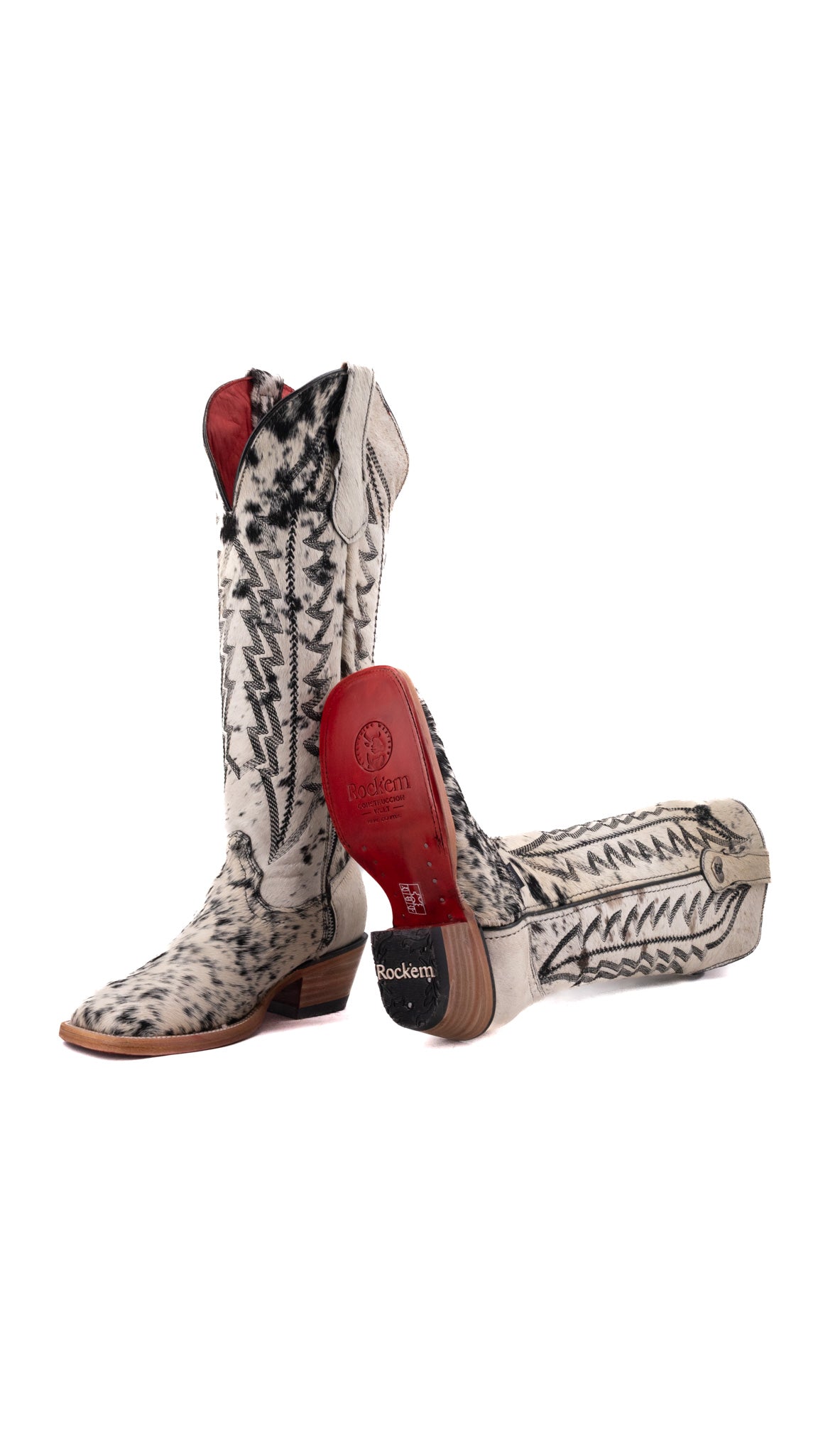 Charlotte Tall Red Bottom Cowhide Square Toe Cowgirl Boot Size 5 Box WW54