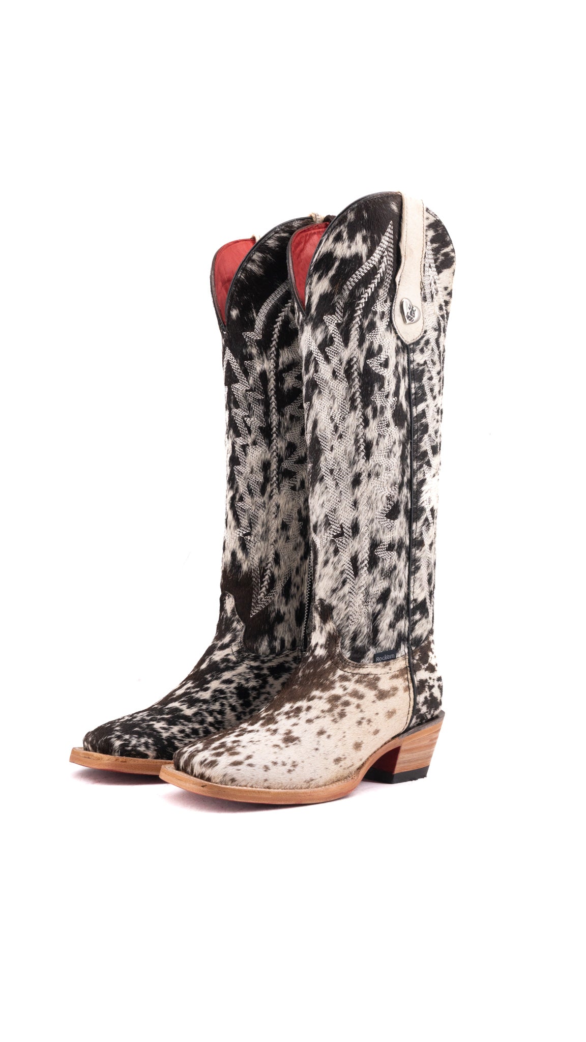 Charlotte Tall Red Bottom Cowhide Square Toe Cowgirl Boot Size 5 Box WW55