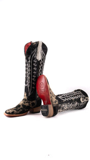 Charlotte Tall Red Bottom Cowhide Square Toe Cowgirl Boot Size 5.5 Box WW57