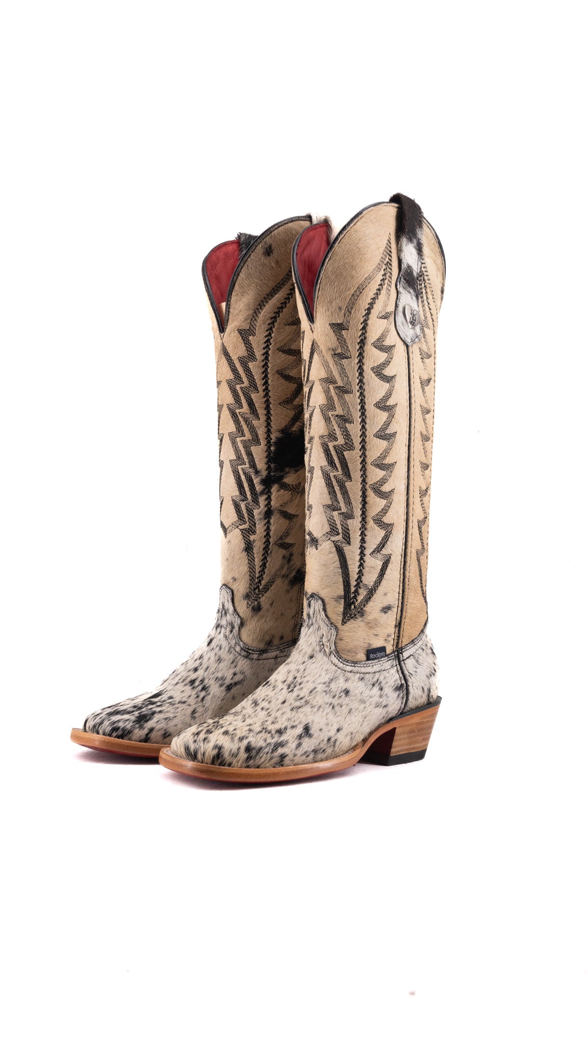 Charlotte Tall Red Bottom Cowhide Square Toe Cowgirl Boot Size 5.5 Box WW58