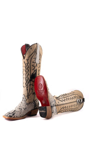 Charlotte Tall Red Bottom Cowhide Square Toe Cowgirl Boot Size 5.5 Box WW58