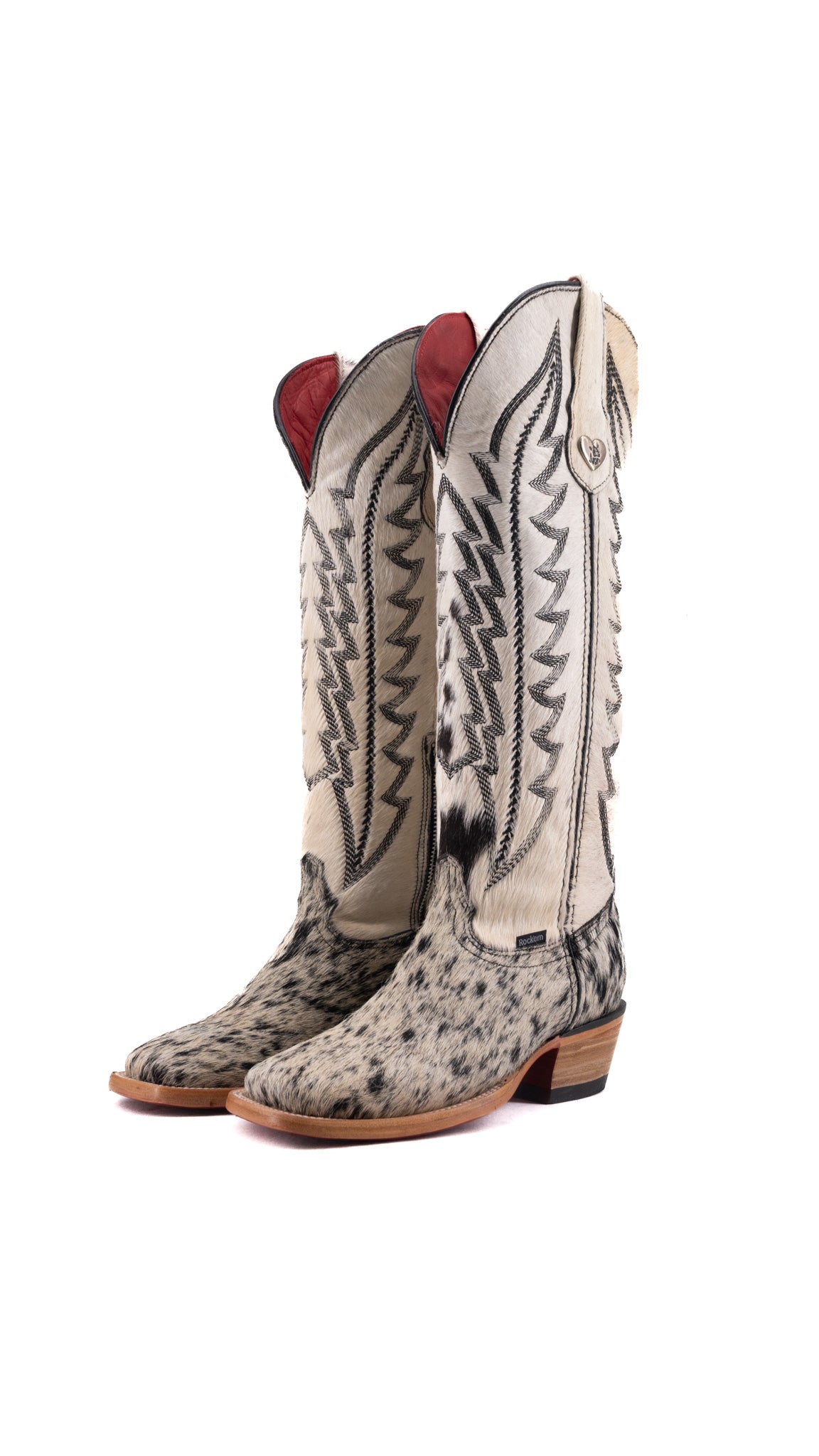 Charlotte Tall Red Bottom Cowhide Square Toe Cowgirl Boot Size 5.5 Box WW59
