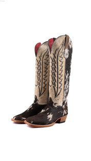 Charlotte Tall Red Bottom Cowhide Square Toe Cowgirl Boot Size 6.5 Box WW63