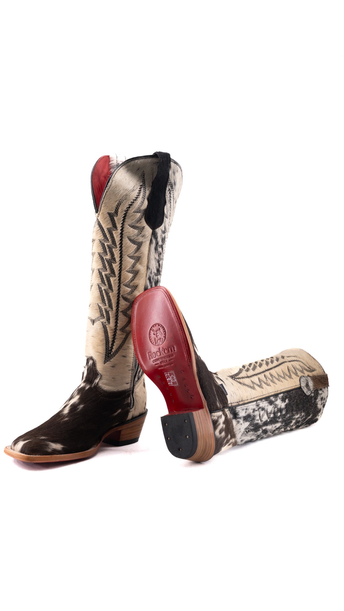 Charlotte Tall Red Bottom Cowhide Square Toe Cowgirl Boot Size 6.5 Box WW63
