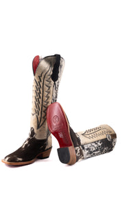 Charlotte Tall Red Bottom Cowhide Square Toe Cowgirl Boot Size 6.5 Box WW63