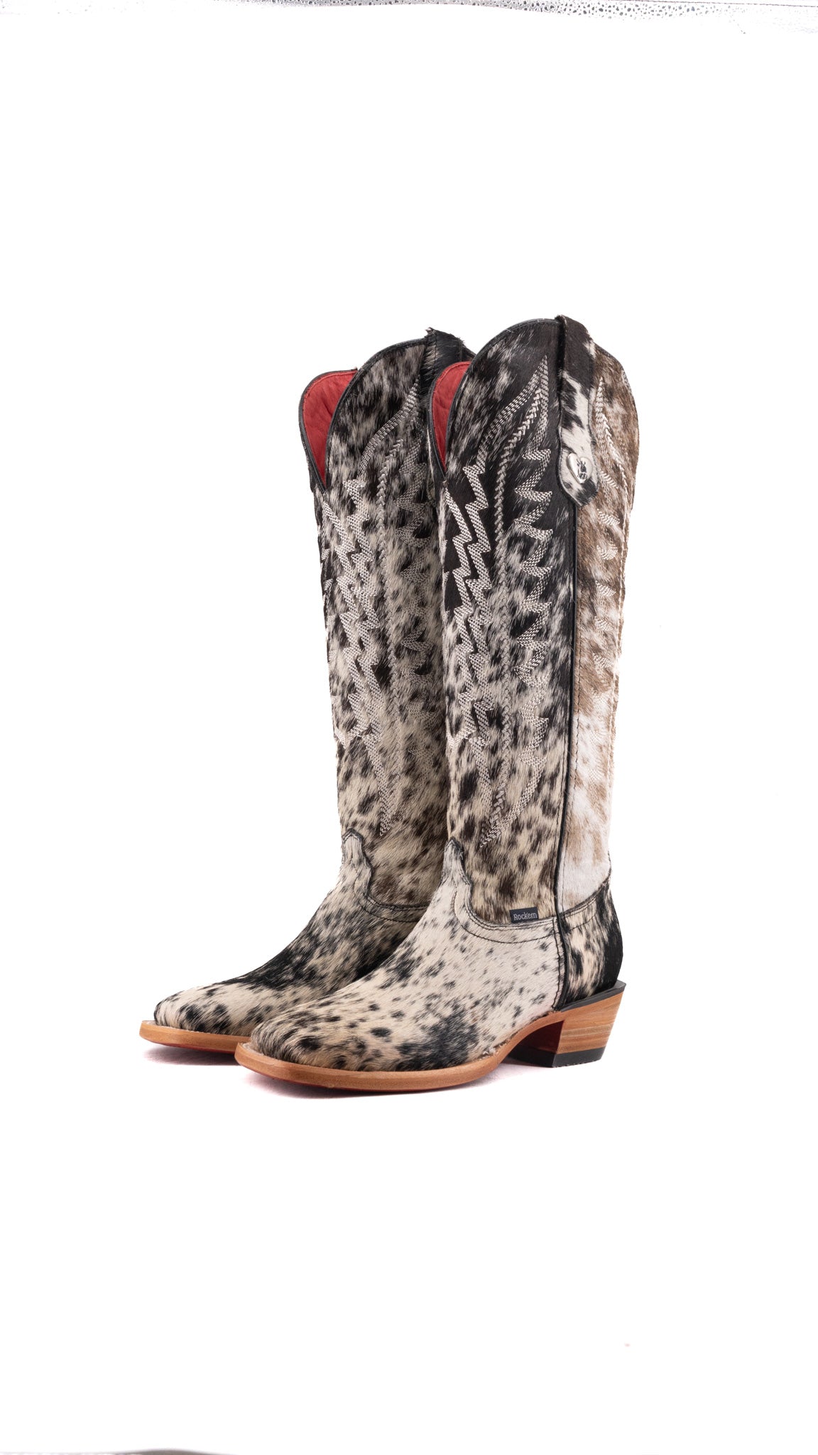 Charlotte Tall Red Bottom Cowhide Square Toe Cowgirl Boot Size 6.5 Box WW64