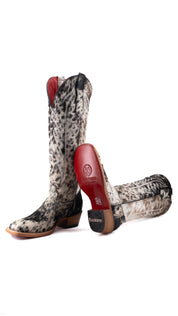 Charlotte Tall Red Bottom Cowhide Square Toe Cowgirl Boot Size 6.5 Box WW64