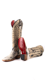 Charlotte Tall Red Bottom Cowhide Square Toe Cowgirl Boot Size 6.5 Box WW65