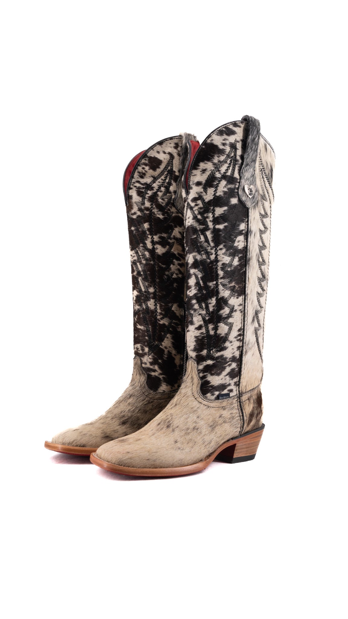 Charlotte Tall Red Bottom Cowhide Square Toe Cowgirl Boot Size 7 Box WW66