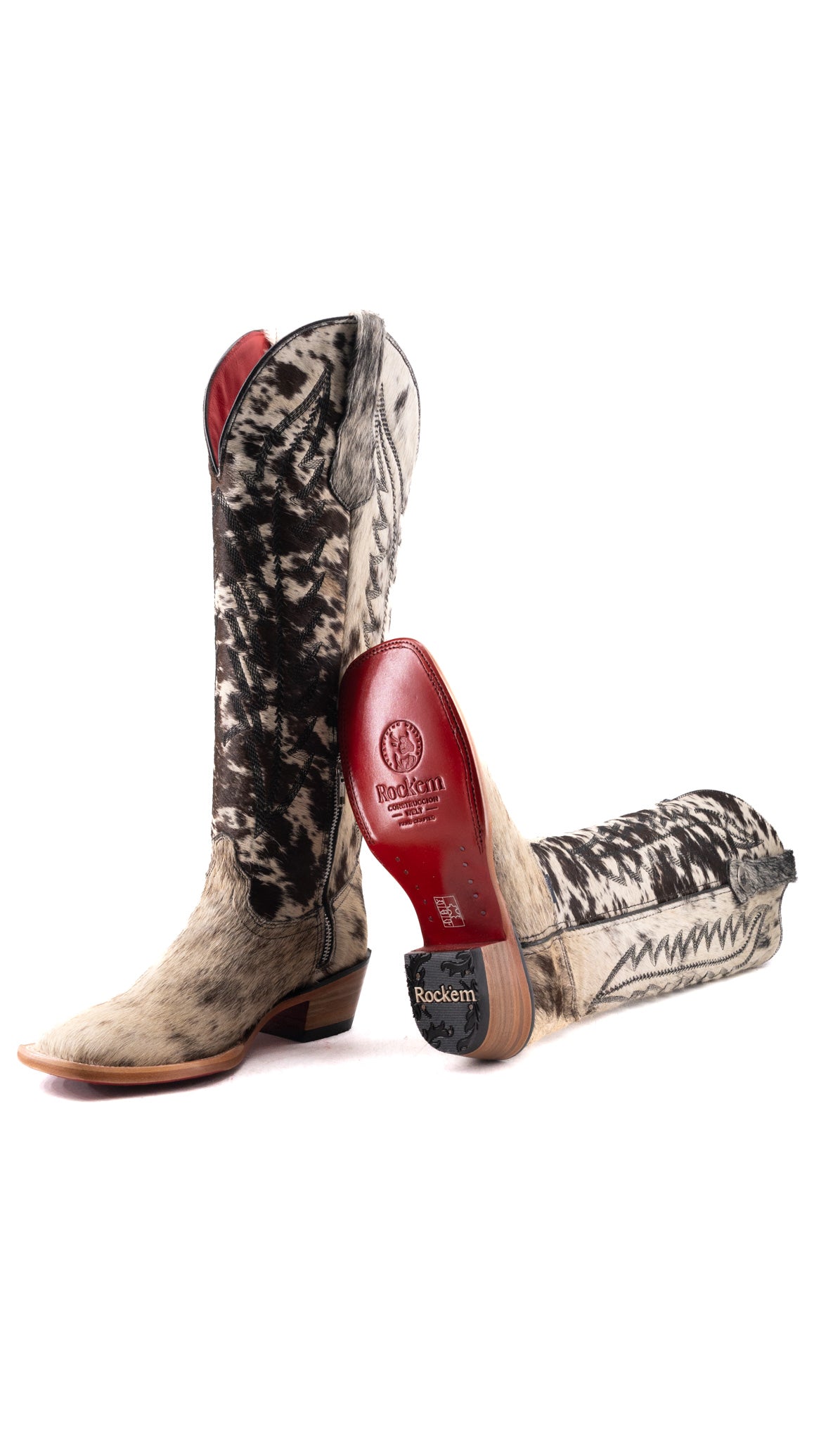 Charlotte Tall Red Bottom Cowhide Square Toe Cowgirl Boot Size 7 Box WW66