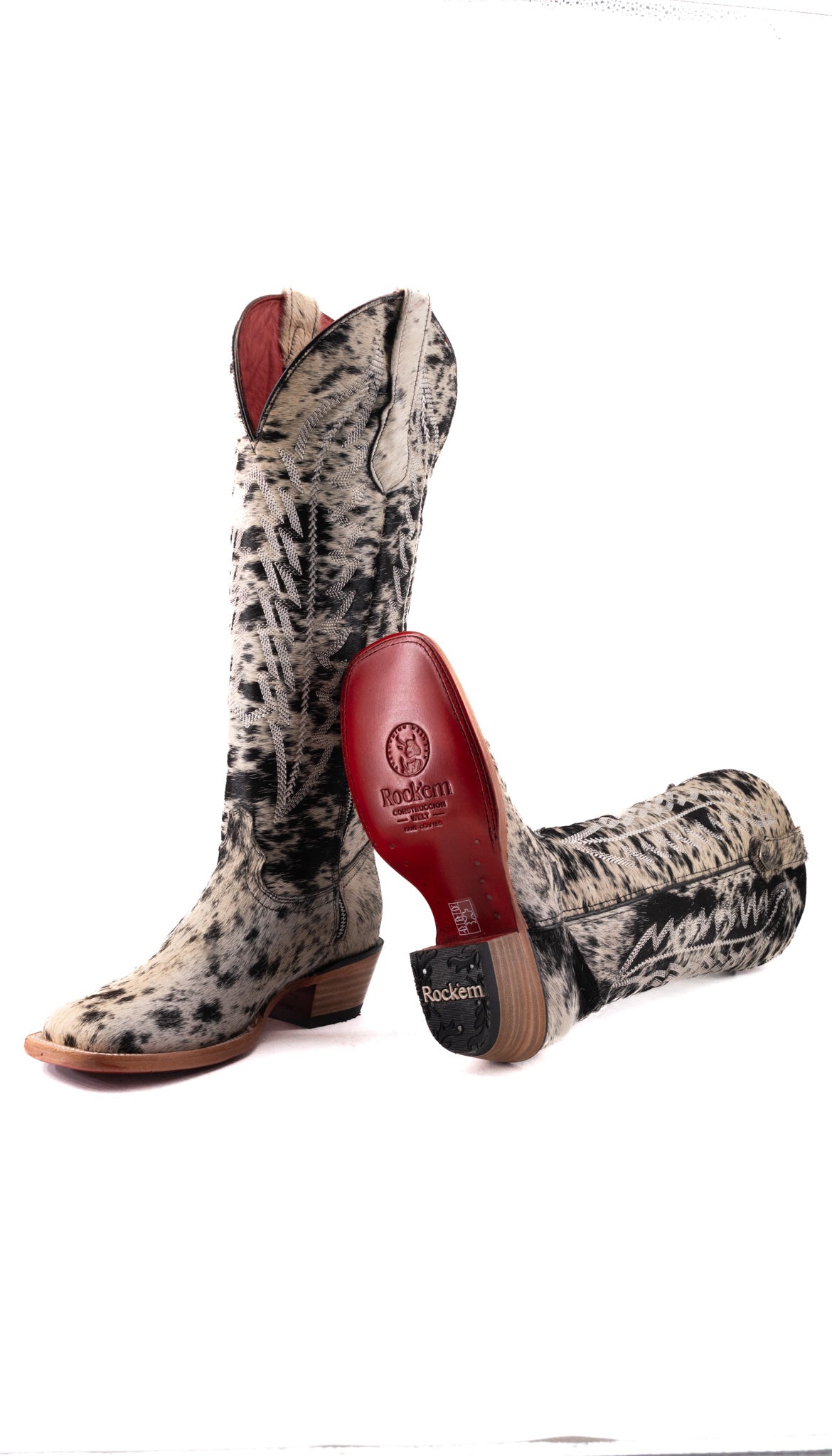 Charlotte Tall Red Bottom Cowhide Square Toe Cowgirl Boot Size 7.5 Box WW67