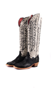 Charlotte Tall Red Bottom Cowhide Square Toe Cowgirl Boot Size 8 Box WW68