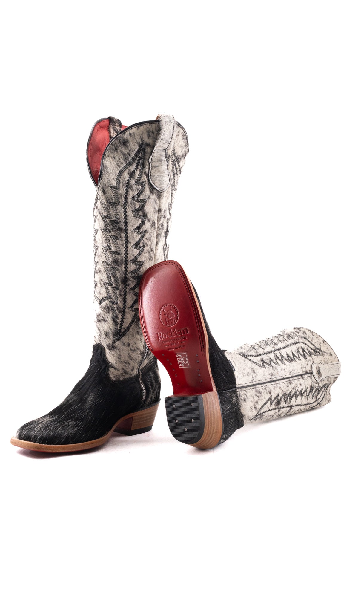 Charlotte Tall Red Bottom Cowhide Square Toe Cowgirl Boot Size 8 Box WW68