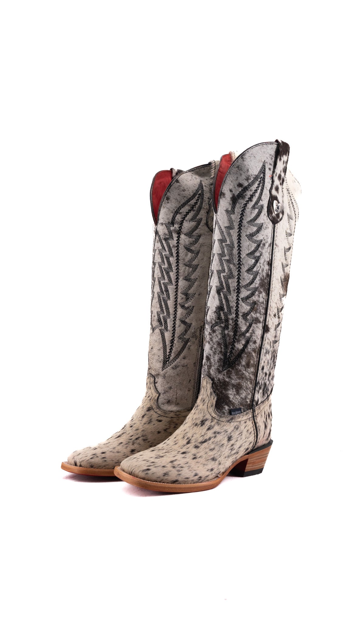 Charlotte Tall Red Bottom Cowhide Square Toe Cowgirl Boot Size 8 Box WW70