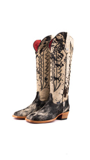 Charlotte Tall Red Bottom Cowhide Square Toe Cowgirl Boot Size 8.5 Box WW72