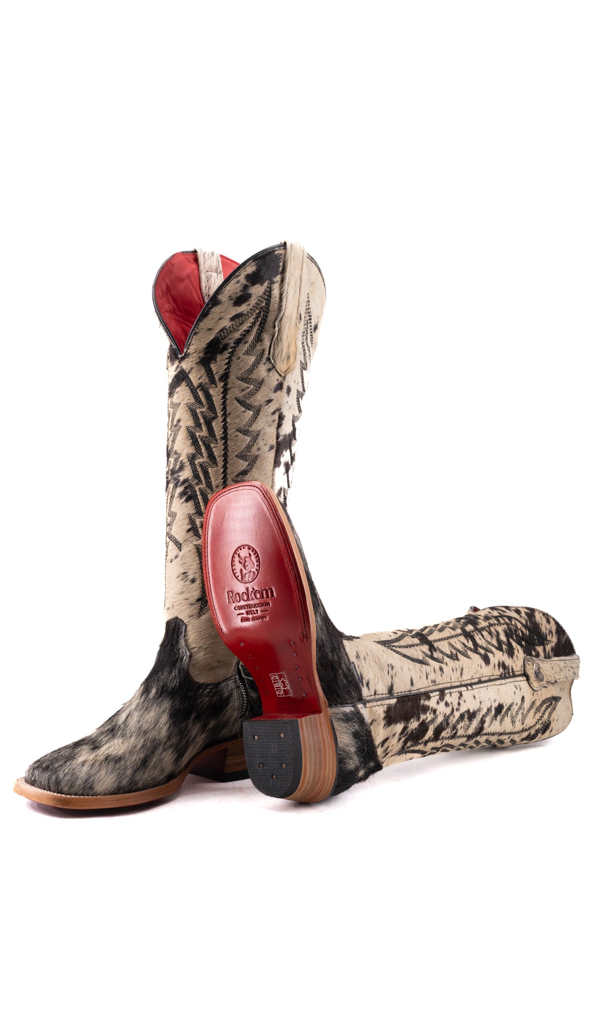 Charlotte Tall Red Bottom Cowhide Square Toe Cowgirl Boot Size 8.5 Box WW72