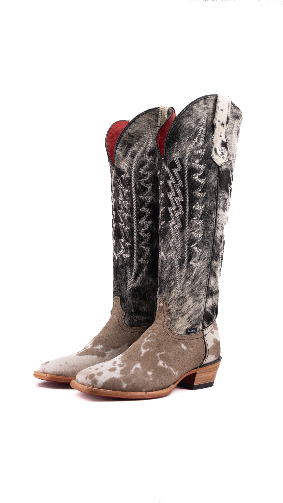 Charlotte Tall Red Bottom Cowhide Square Toe Cowgirl Boot Size 8.5 Box WW73