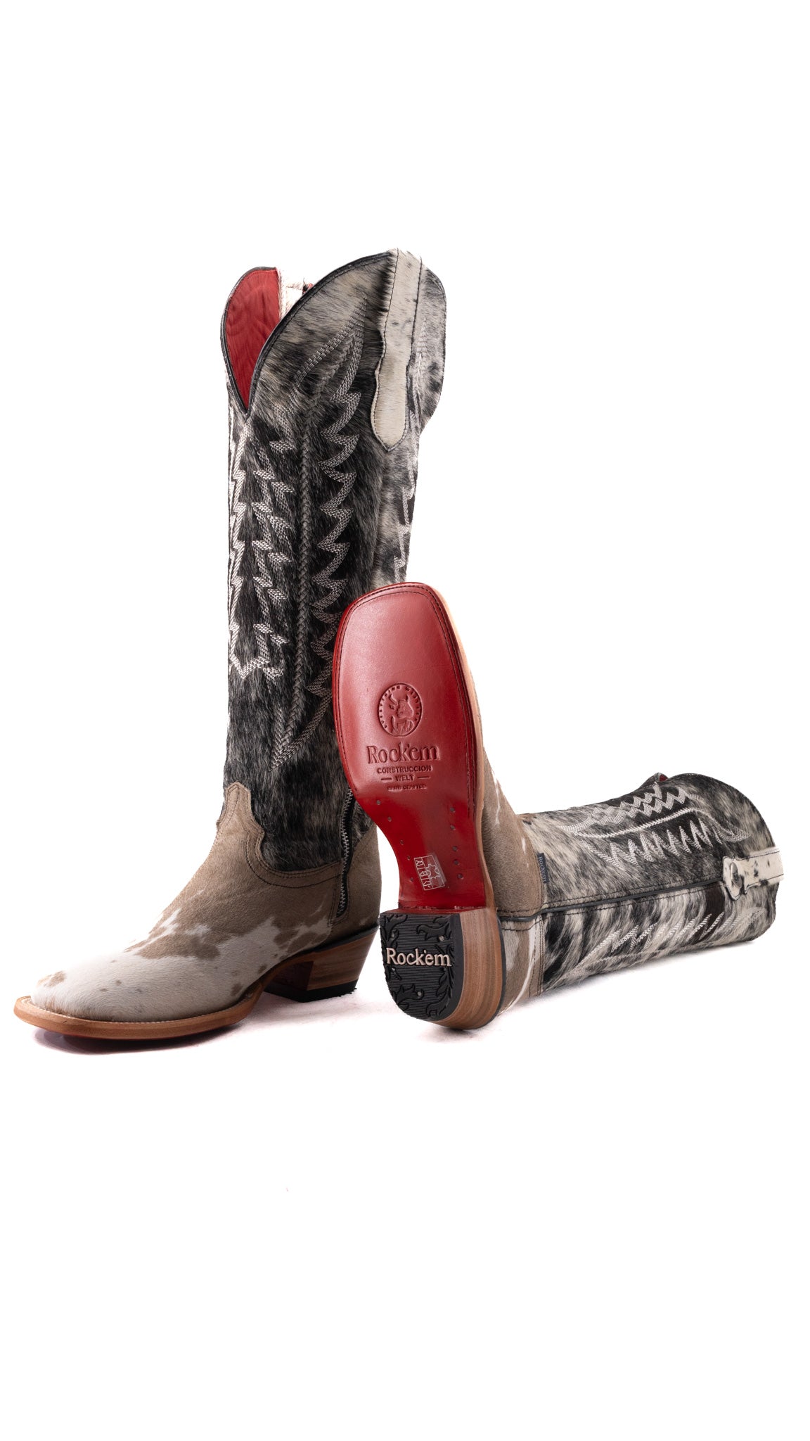 Charlotte Tall Red Bottom Cowhide Square Toe Cowgirl Boot Size 8.5 Box WW73