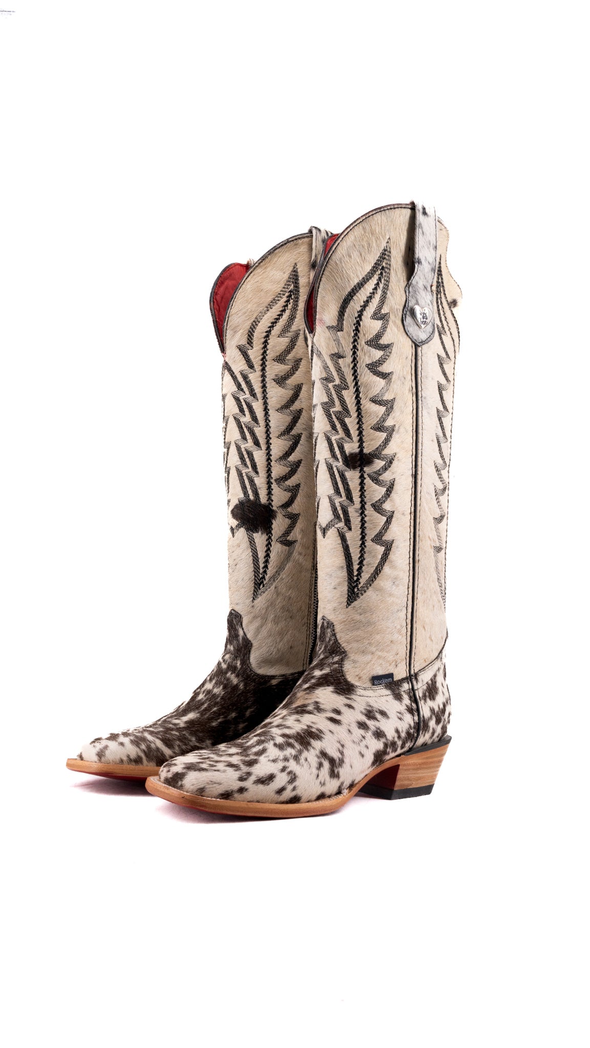 Charlotte Tall Red Bottom Cowhide Square Toe Cowgirl Boot Size 8.5 Box WW74