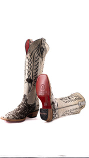 Charlotte Tall Red Bottom Cowhide Square Toe Cowgirl Boot Size 8.5 Box WW74