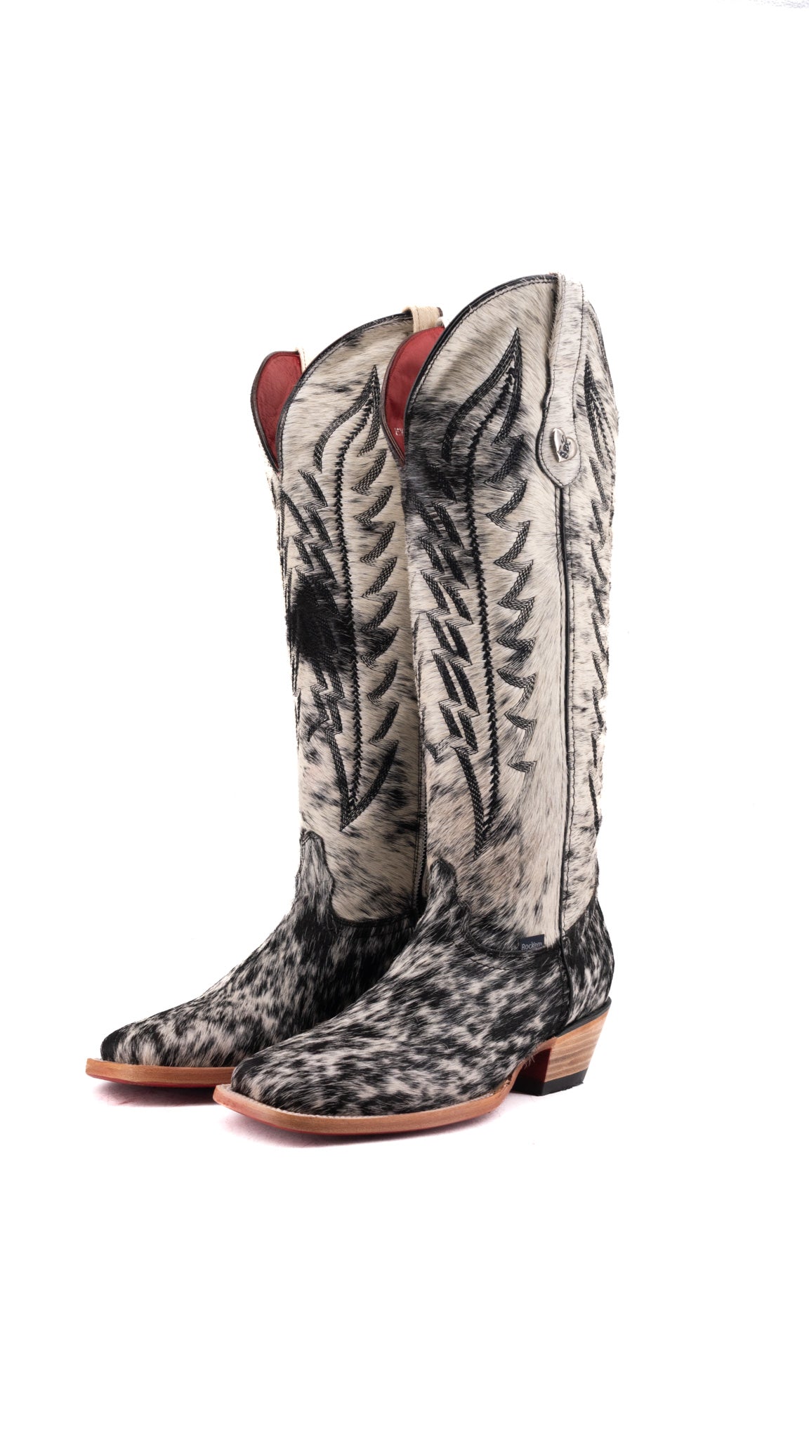 Charlotte Tall Red Bottom Cowhide Square Toe Cowgirl Boot Size 8.5 Box WW75