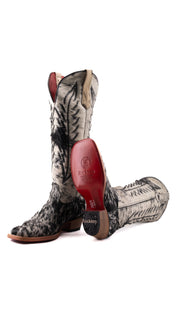 Charlotte Tall Red Bottom Cowhide Square Toe Cowgirl Boot Size 8.5 Box WW75