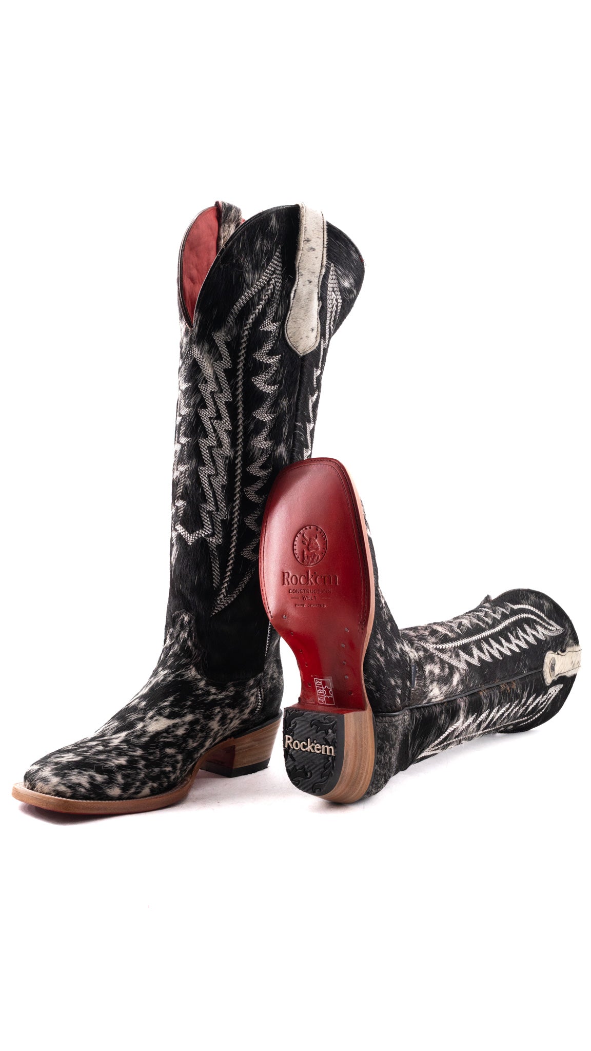 Charlotte Tall Red Bottom Cowhide Square Toe Cowgirl Boot Size 8.5 Box WW76