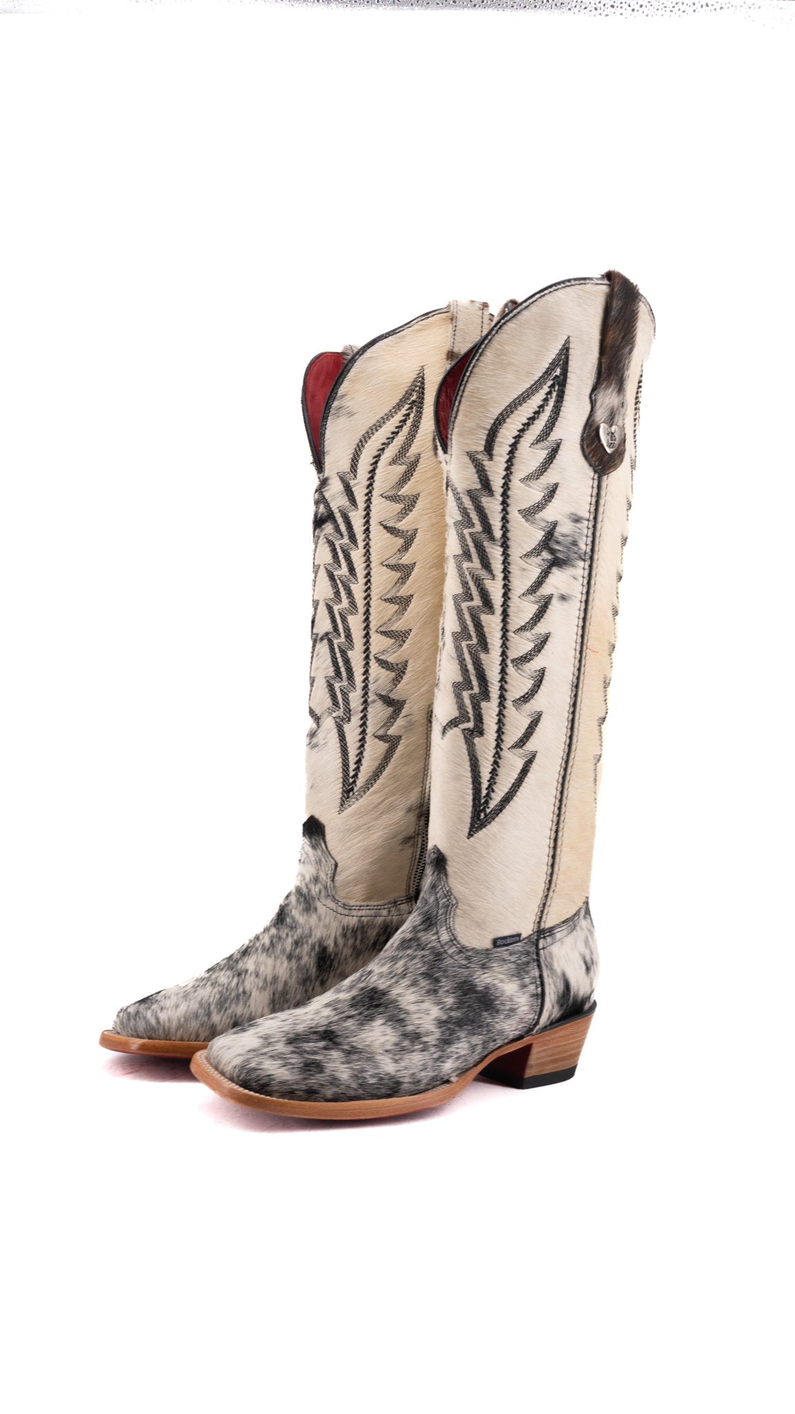 Charlotte Tall Red Bottom Cowhide Square Toe Cowgirl Boot Size 9 Box WW77