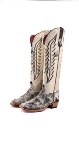 Charlotte Tall Red Bottom Cowhide Square Toe Cowgirl Boot Size 9 Box WW77