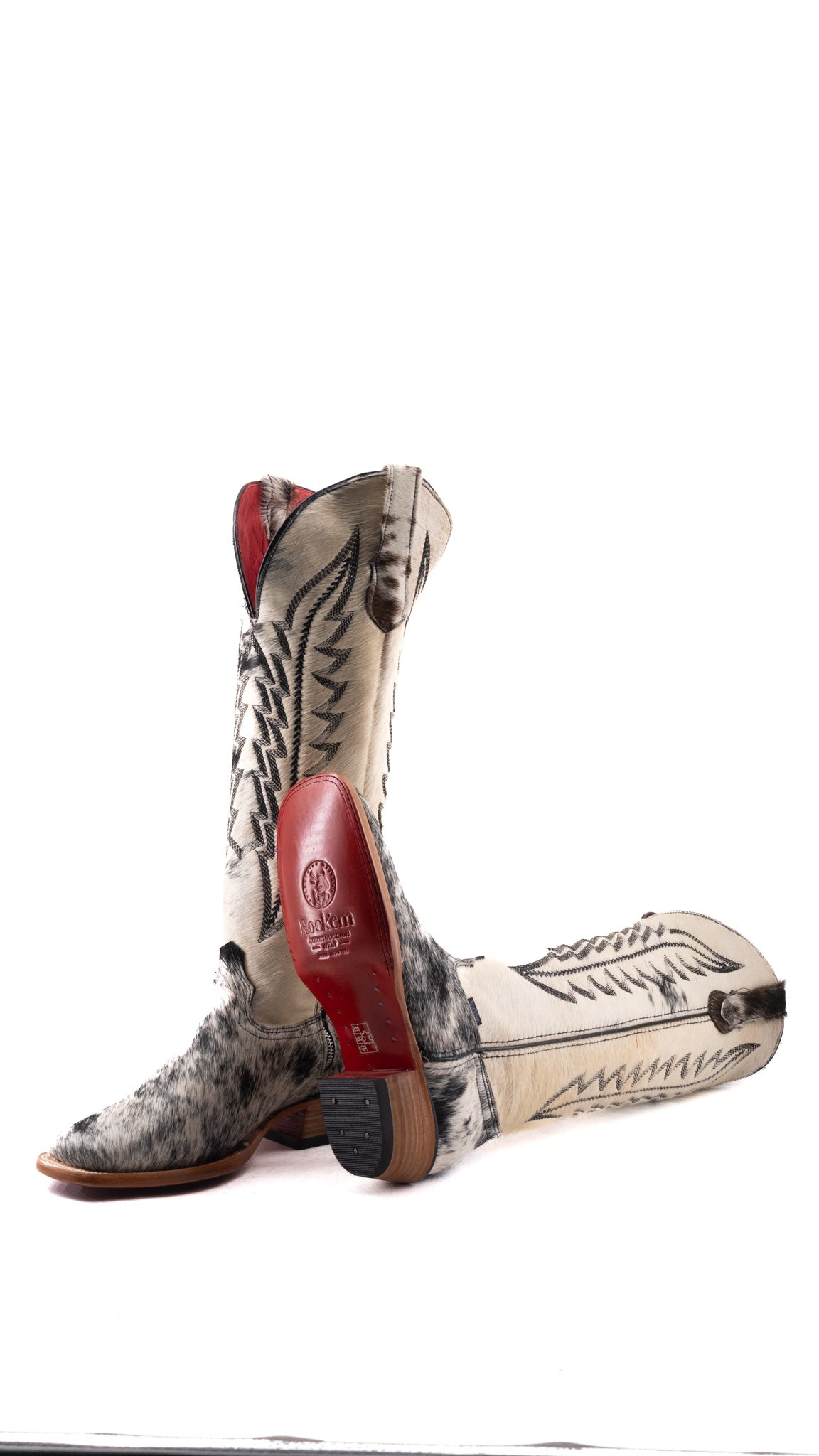 Charlotte Tall Red Bottom Cowhide Square Toe Cowgirl Boot Size 9 Box WW77