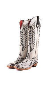 Charlotte Tall Red Bottom Cowhide Square Toe Cowgirl Boot Size 9 Box WW79