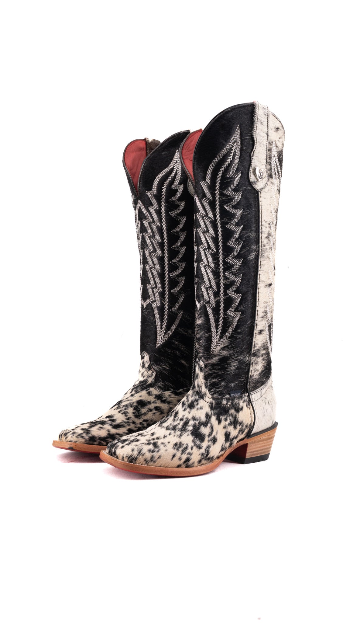 Charlotte Tall Red Bottom Cowhide Square Toe Cowgirl Boot Size 8 Box WW81