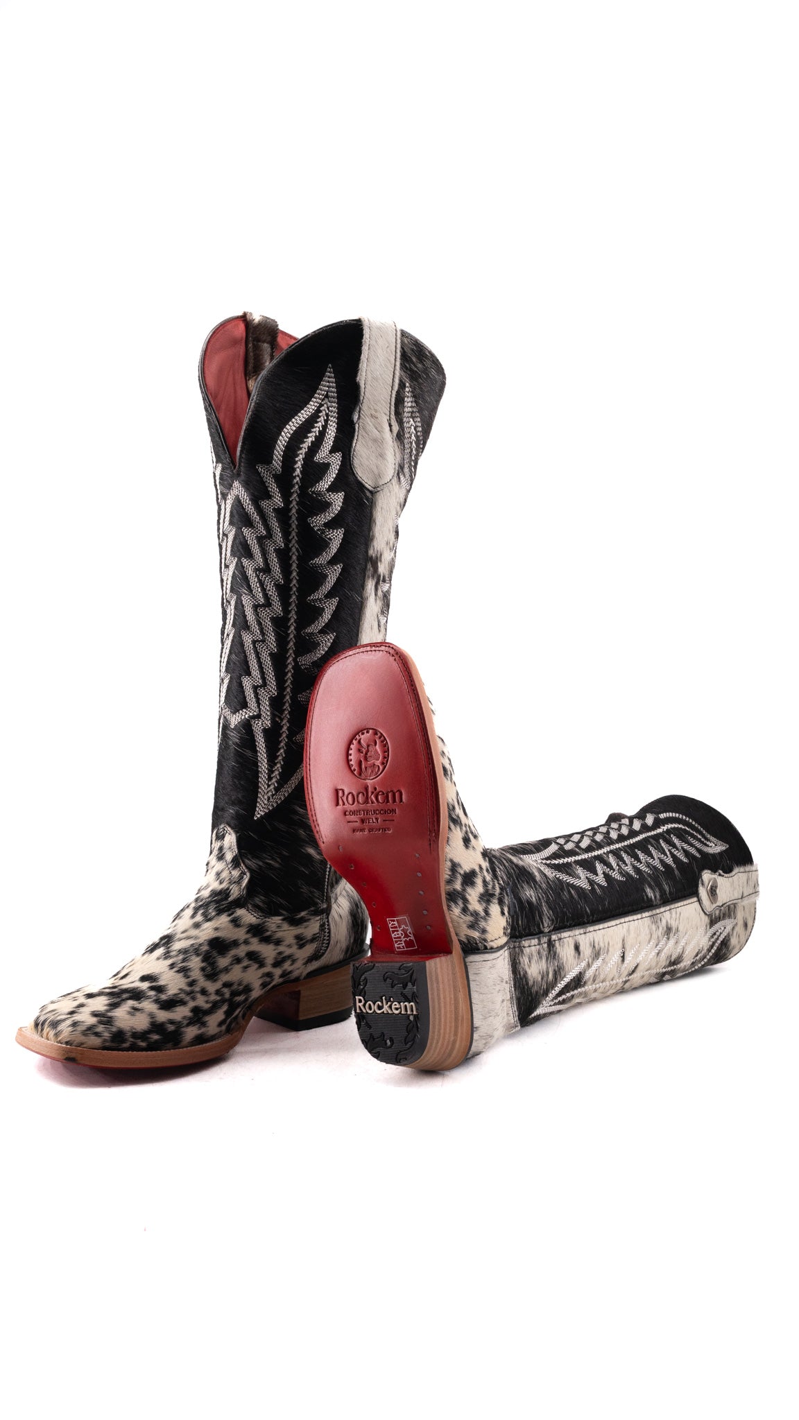 Charlotte Tall Red Bottom Cowhide Square Toe Cowgirl Boot Size 8 Box WW81