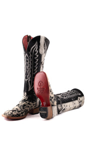 Charlotte Tall Red Bottom Cowhide Square Toe Cowgirl Boot Size 8 Box WW81