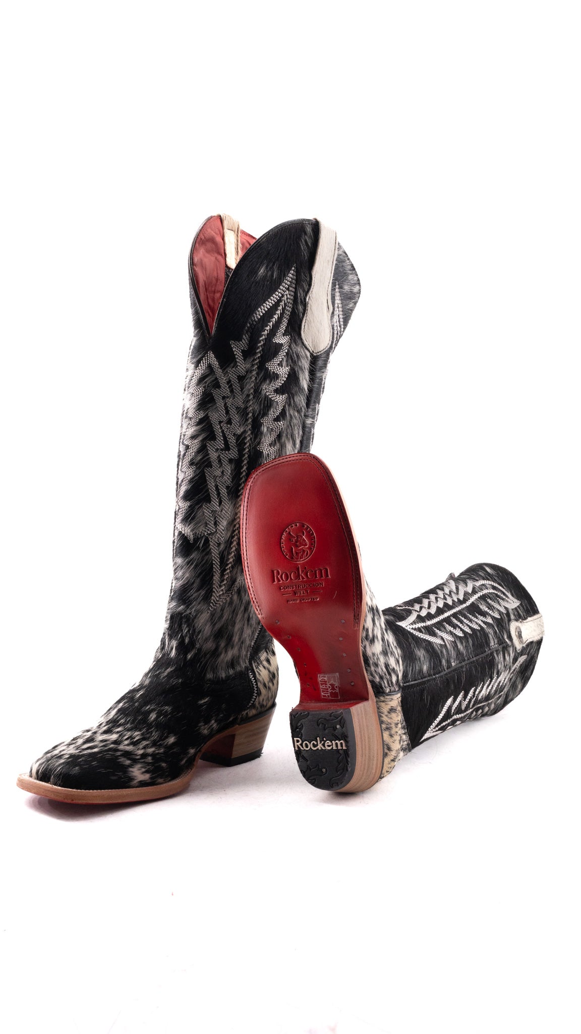 Charlotte Tall Red Bottom Cowhide Square Toe Cowgirl Boot Size 9.5 Box WW82